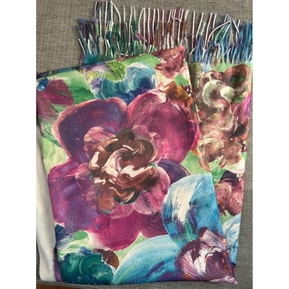 MagicScarf Oversized Floral Print‎ Scarf Shawl Wrap Fringe Acrylic Blend